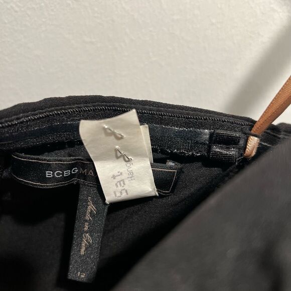 BCBGMAXAZRIA Elegant Alyse Strapless Color-Blocked Gown, 12 White/Black - Picture 6 of 9